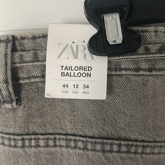 NWT Zara Mid Rise Full Length Tailored Balloon Jeans - Picture 7 of 8